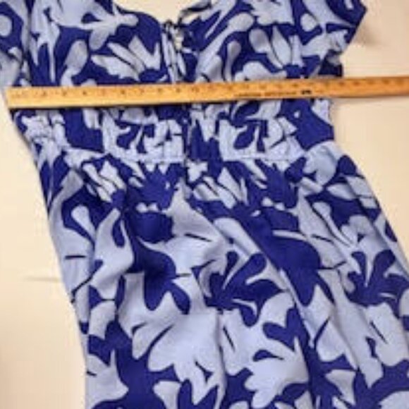 Nine West Blue White Floral Maxi Dress with Flutter Sleeve XL - Picture 9 of 9
